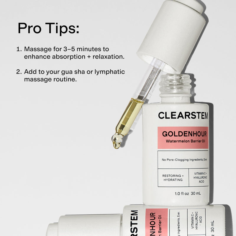 CLEARSTEM GOLDENHOUR Hydrating Facial Oil - Plumping Face Oil for Women for Deep Face Hydration - Non-Comedogenic Vitamin C Oil for Skin with Hyaluronic Acid and Watermelon Seed for Glowing Skin 1 Fl Oz
