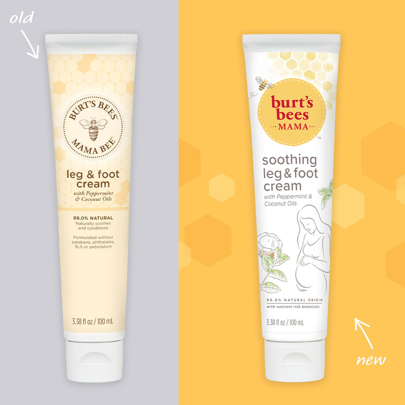 Burt's Bees Mama Bee Leg and Foot Cream, Soothing Formula with Peppermint and Coconut Oil, Fragrance Free, 99% Natural Origin, 3.38oz Fresh 3.38 Fl Oz (Pack of 1)