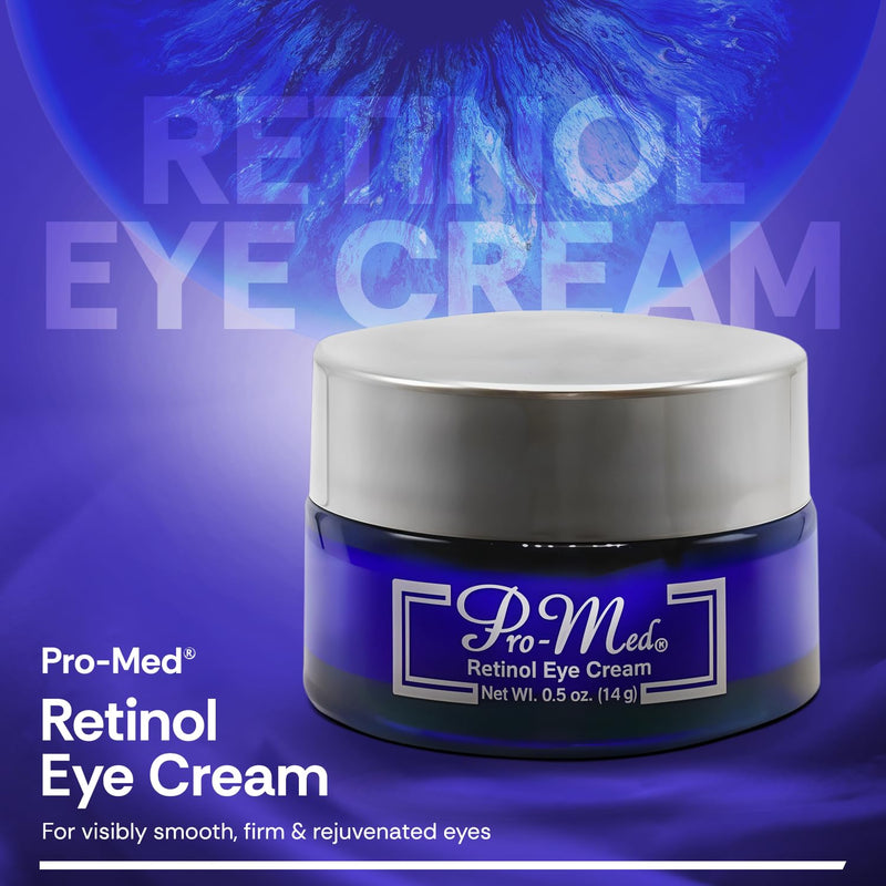 Pro-Med Retinol Eye Cream for Women & Men – With Vitamin A, C, Hyaluronic Acid & Squalane – Anti Aging Eye Treatment for Wrinkles, Crow’s Feet, Puffiness, Dark Circles – 0.5 oz
