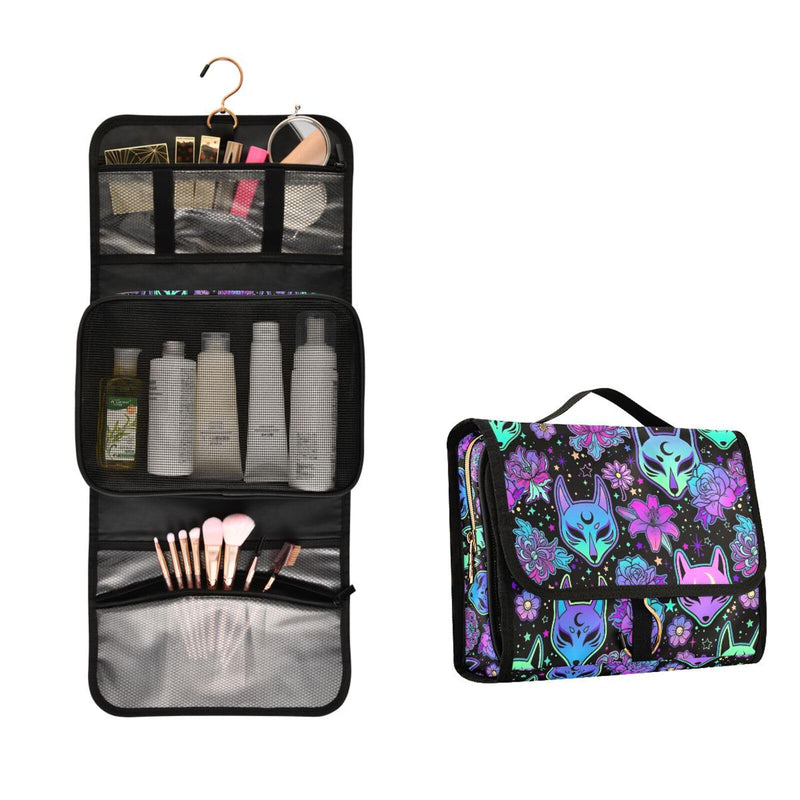 MNSRUU 3 PCS Toiletry Bag, Magic Fox with Camellia Hanging Makeup bag for Toiletries Travel Toiletry Organizer Bags Portable Clear Toiletry Kit Pattern 06