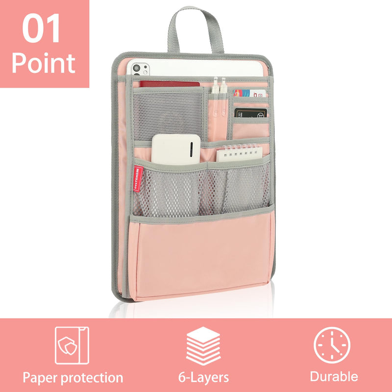 Stiff Backpack Insert Organizer for Men Women Bag In Bag,Water-repellent Nylon 13.7''x10.2''x2''-Pink Pink