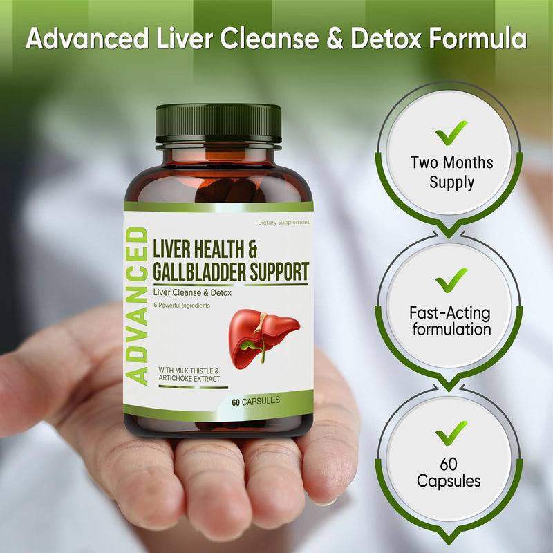 Liver Cleanse Detox & Repair and Gallbladder Supplements - Liver Health Formula to Support Liver Renew with Artichoke Extract, Milk Thistle, Dandelion Leaf. Liver Detox Supplements for Liver Support.