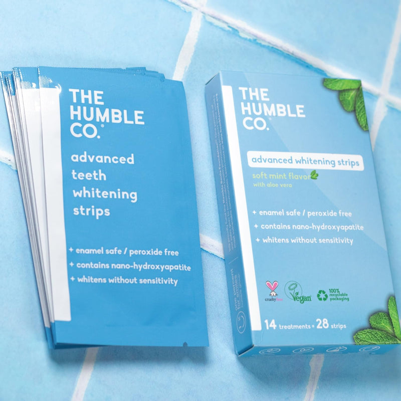 [Australia] - The Humble Co. Advanced Whitening Strips – Sensitive Teeth Whitening Strips, Enamel Safe and Peroxide Free for Sensitive Teeth, Vegan and Cruelty Free (14 Treatments, 28 Count) 
