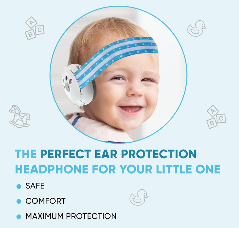 Baby Ear Muff - Noise Canceling Headphone for Infant Hearing Protection - Newborn Earmuff Airplane Travel Essential White