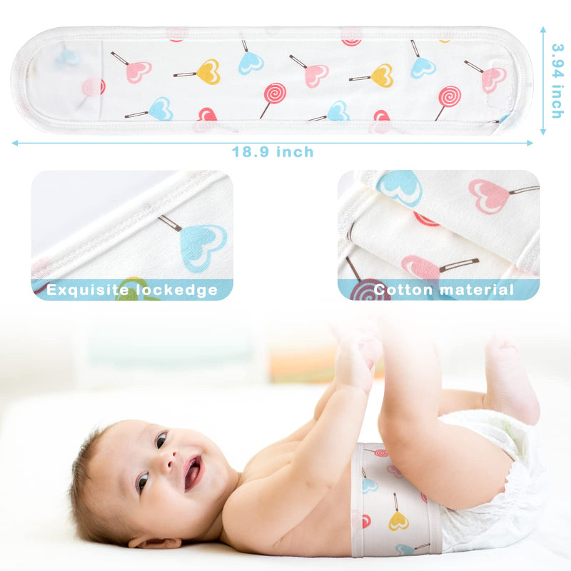 [Australia] - 8 Pcs Cartoon Cotton Baby Infant Umbilical Cord Belly Bands Baby Belly Protector Baby Belly Button Band Baby Bellies Umbilical Hernia Belt Soft Newborn Navel Belt for 0-12 Months Babies, 4 Styles 