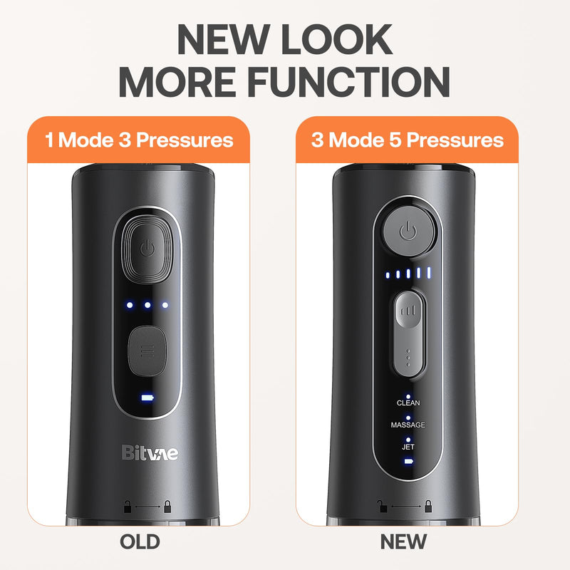 [Australia] - Bitvae Oral Irrigator and Electric Toothbrush Combination, 3 Modes & 5 Pressure Levels Wireless Oral Irrigator with 5 Modes Sonic Toothbrush, Includes 4 Toothbrush Heads and 4 Jet Tips, ElegantBlack Oral Irrigator + Electric Toothbrush Dark Black 