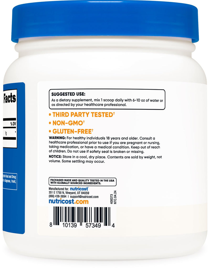 [Australia] - Nutricost L-Lysine Powder 500 Grams - Pure L-Lysine, Non-GMO, Gluten Free Unflavored 500 Servings (Pack of 1) 