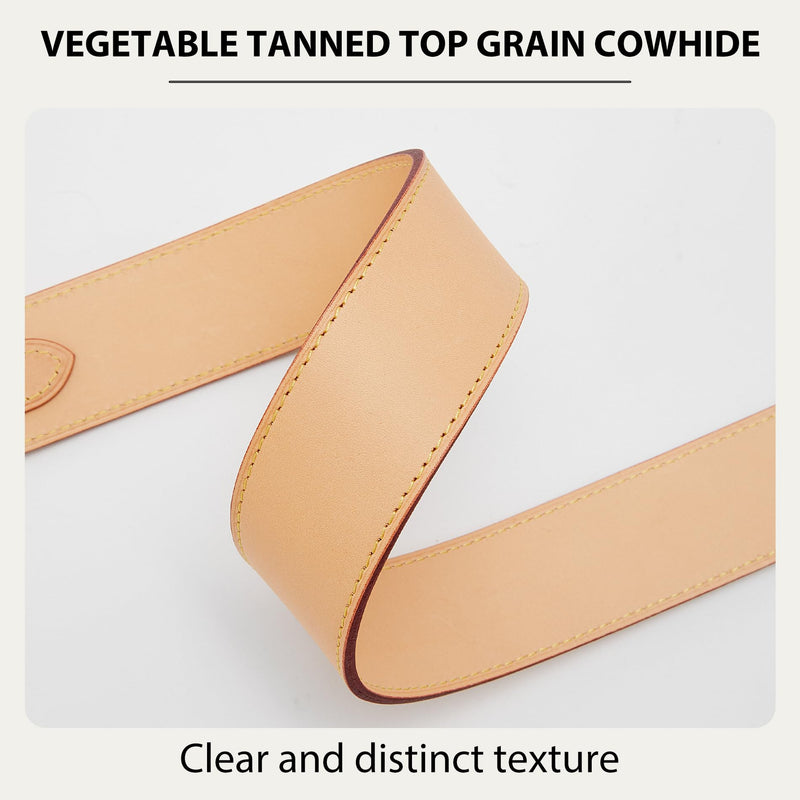 Vachetta Leather Purse Strap for Lv Neverfull Graceful Noe, Apricot | 25.6 Inch Fixed Length Replacement Straps, Wide Shoulder Strap, With Spring Rings, 1.5'' Width, Easy Install, Genuine Cowhide 1.5'' Width/25.6'' Long