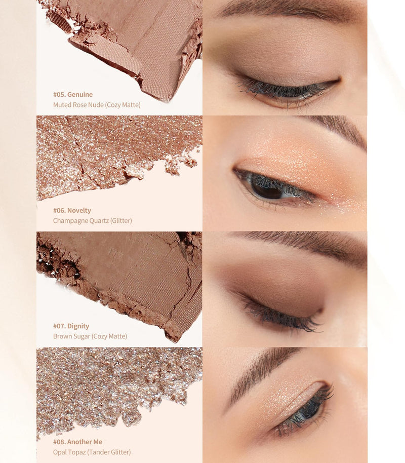 [Australia] - Heart Percent Dote On Mood Eye Palette, Matte & Glitter Nudy Theme Soft & Elegant Look Makeup Eyeshadow (04 Another Nude Facets) 04 Another Nude Facets 