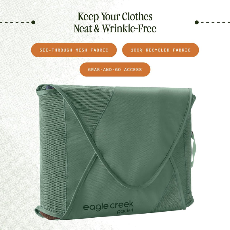 Eagle Creek Pack-It Reveal Garment Folder, Extra Large, Willow Green | Travel Garment Bag with Compression Wings to Maximize Luggage Space, Convenient Top Handle, Quick Drying Material