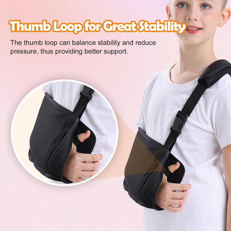 Kids Breathable Arm Sling for Shoulder Injury and Surgery Recovery, Padiatric Elbow Brace Support for Broken Arm, Fits Both Arms (Large) Large
