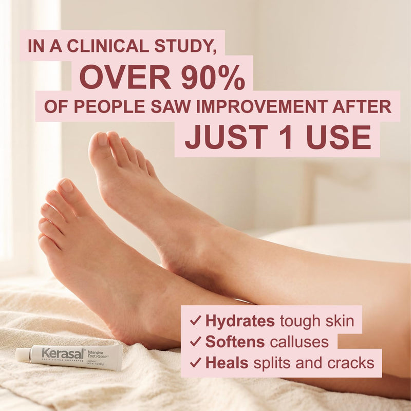 Kerasal Intensive Foot Repair Skin Healing Ointment for Cracked Heels and Dry Feet 1 oz , 2 Count, (Pack of 2) 1 Ounce (Pack of 2) Intensive Foot Repair (Pack of 2)