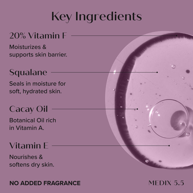 MEDIX Body & Face Moisturizer 20% Vitamin F Oil Hydrating Body Booster & Face Serum | Concentrated Vitamin F + Vitamin E Oil Super Serum For Skin Barrier | Crepey Skin Treatment, 1.7 Fl Oz 20% Vitamin F Booster 1.7 Fl Oz (Pack of 1)