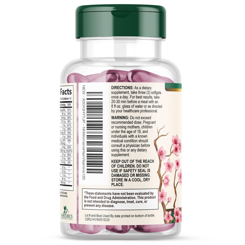 Hair Skin and Nails Vitamins for Hair Growth - Biotin 5000mcg Per Serving - Extra Strength Collagen, Argan Oil & Hyaluronic Acid - Best Beauty Supplement for Women & Men - USA Bottled - 120 Softgels 120 Count (Pack of 1)