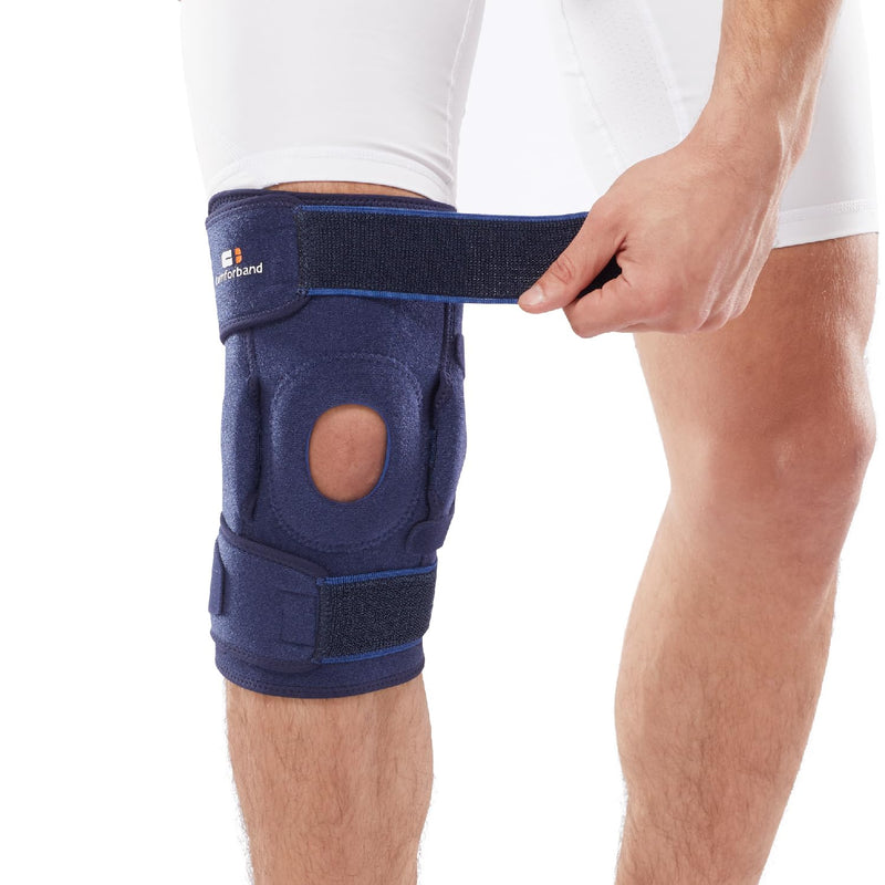 [Australia] - Adjustable Hinged Knee Brace, with Dual Side Hinges – Stabilizing Knee Brace for ACL PCL MCL Ligament Injuries, Meniscus Tear, Arthritis, Surgery Recovery - One Size fits Most. Navy 