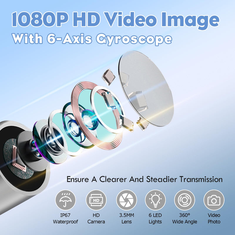 [Australia] - Earwax Remover Otoscope, 1080P WiFi Ear Cleaner HD Ear Camera IP67 Waterproof Ear Cleaner 3.5mm Lens Ear Endoscope with 6 LEDs Rechargeable Ear Cleaner for Children, Adults and Pets 