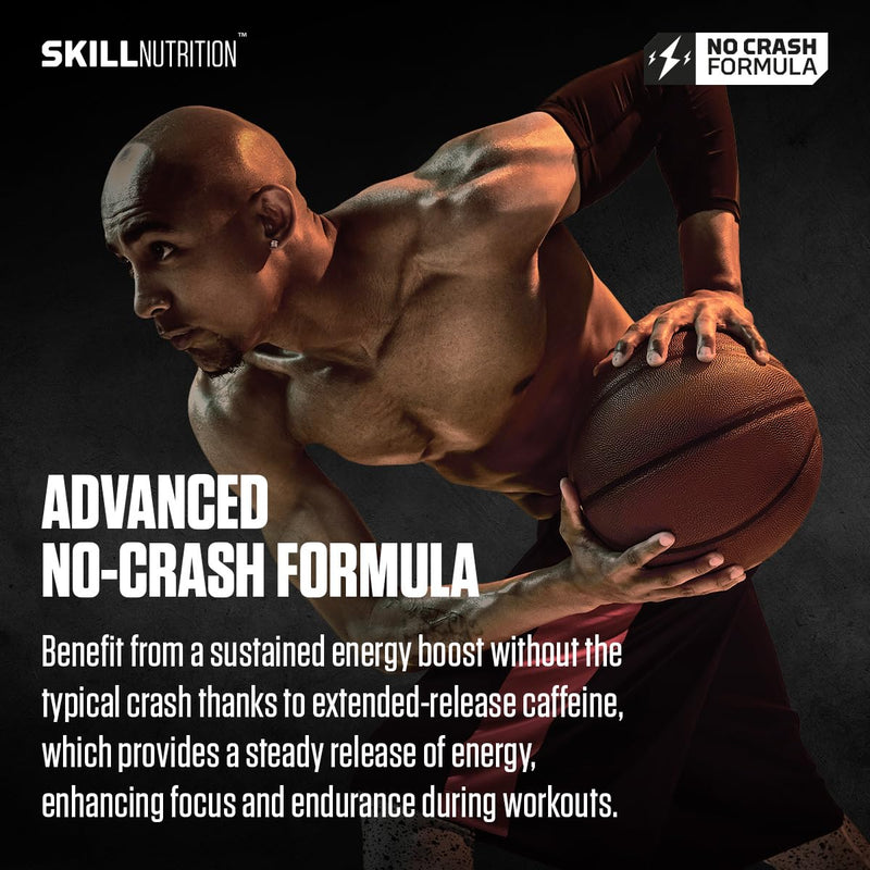 Skill Nutrition Pre-Workout Green Apple - No-Crash Formula with Extended-Release Caffeine | Xtenergy®, TheaGreen™, Vitacholine®, Astragin® | Vegan, Halal | B-Vitamins, Citrulline, Beta-Alanine