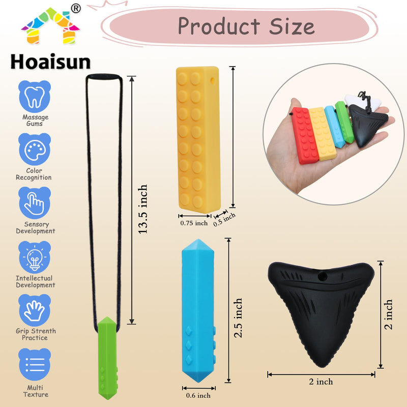 [Australia] - Chewy Necklaces for Sensory Kids, 6 Pack Chew Necklaces for Sensory Boys and Girls with Autism, ADHD, SPD, Chewing, Silicone Teething Necklace Chew Toys for Adults Reduce Anxiety Fidget 