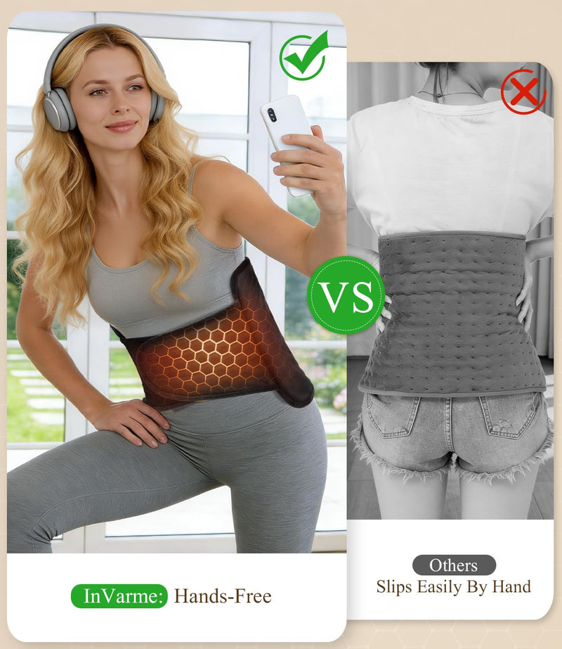 Extra-Hot Heating Pad for Back: Deep Relief Chronic Lower Back Pain | Far Infrared Hottest 160℉ 3s Fast Heat - Relaxation Muscle for Seniors Women Men - 12" x 50" 8 Temps & 4H Auto Off (Medium)