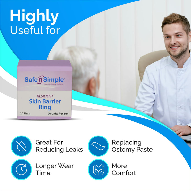 [Australia] - Safe n' Simple Resilient Skin Barrier Ring - 2" - Colostomy & Ostomy Barrier Ring - Ileostomy & Colostomy Supplies Rings - Adhesive Urostomy & Ostomy Supplies - Skin Adhesive Barrier Ostomy Rings 2 Inch (Pack of 20) 