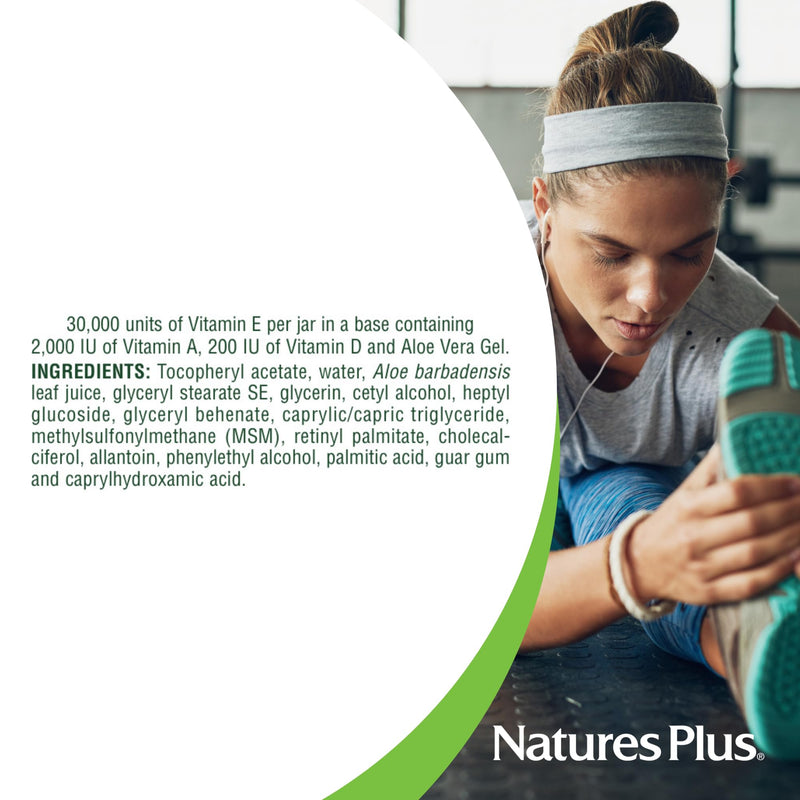 NaturesPlus Vitamin E Cream - 2.2 oz - Face & Body Moisturizer - Helps Relieve Dry Skin & Soothe Minor Irritations - with MSM, Aloe Vera, Glycerin, Vitamins A & D