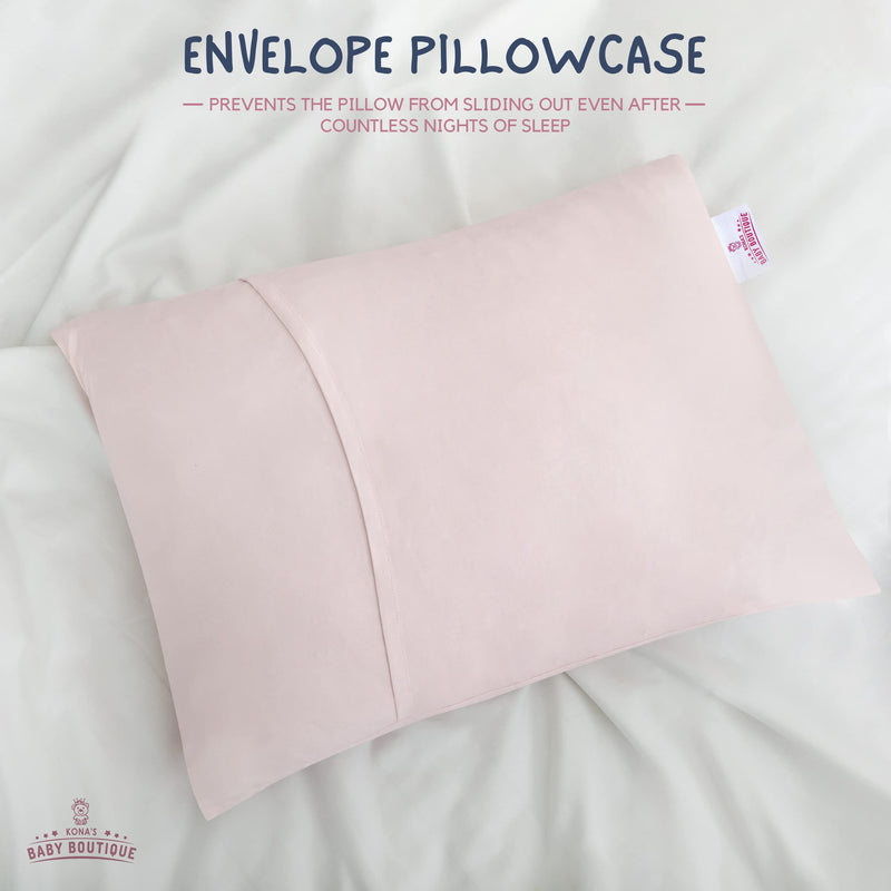 [Australia] - Pink - Kona's Perfect Toddler Pillow with Softest Toddler Pillowcase - 13 x 18 inch Toddler Pillow - Toddler Pillow 2 Year Old, Toddler Pillow for 3 Year Old Pink 