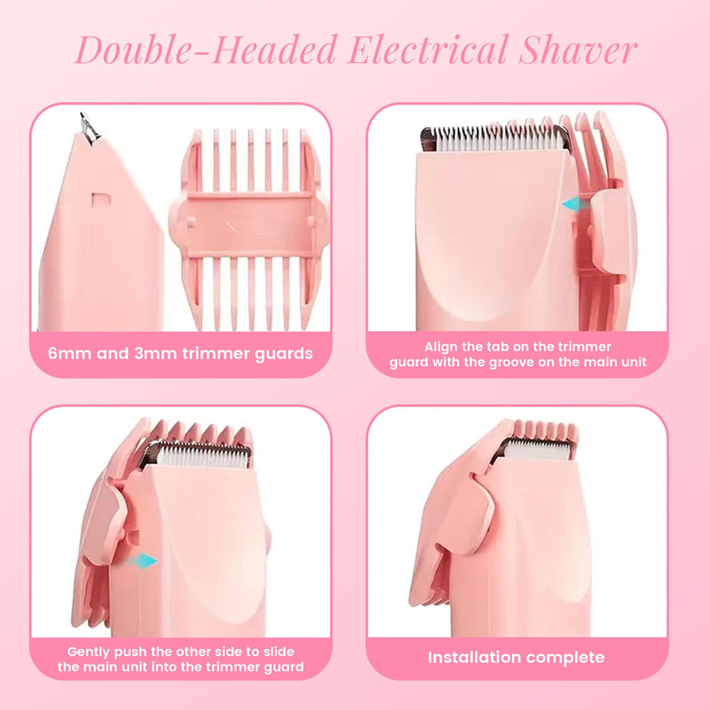 [Australia] - 2 in 1 Bikini Trimmer for Women + Makeup Bag,Dual Head Shaver for Women for Private Area Sensitive Skin,Bikini Shaver,Electric Razor for Private Area,Women's Electric Razor for Pubic Hair 