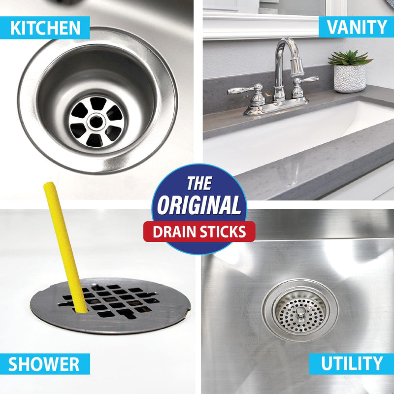 [Australia] - SANI 360° Sani Sticks Drain Cleaner and Deodorizer, Enzyme Pipe Cleaners, Eliminate Odors, Prevent Clogged Drains, Safe for Sinks, Bathtub Drains, Septic Tanks, 24 Count, Lemon Scent 