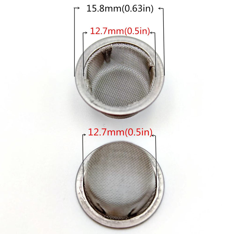 [Australia] - Pipe Screens 50pcs 0.5" Premium Diameter Stainless Steel 1/2 Inch Screen Mesh Filter Bowl with Metal Box 0.5 Inch (Pack of 50) 