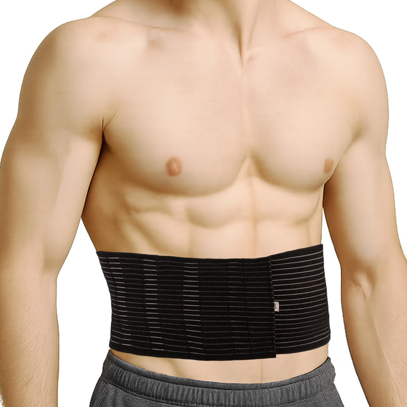 [Australia] - Umbilical Hernia Belt for Men & Women, Abdominal Support Binder with Hernia Support Pad, Adjustable Truss Support, Black, L Large 