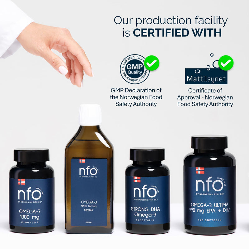 NFO Omega 3 6 9 Salmon Oil [120 Mini Capsules] Capsules from Norway, Salmon Oil with DPA, EPA & DHA Concentration in the Triglyceride Form, Natural Complex with Norwegian Fish Oil from Wild Fish, 3+