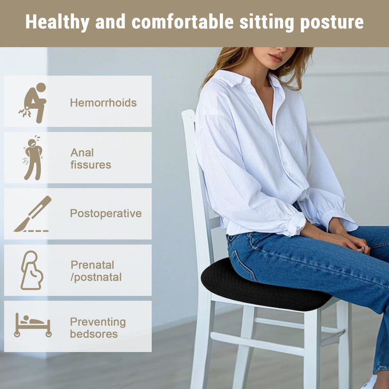 [Australia] - Donut Pillow for Bed Sores Tailbone Pain Relief Cushion, Cotton Butt Donut Cushion Breathable for Hemorrhoid, Pregnancy, Prostate and Surgery, Sitting Pressure Relief for Home, Office, Car Black 
