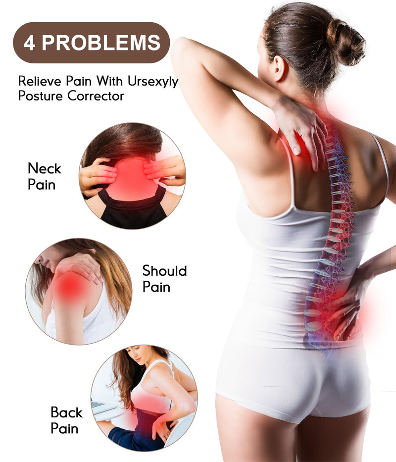 URSEXYLY Back Brace Posture Corrector for Women Adjustable Shoulder Straightener Full Back Support Upper,Lower Back Pain Relief,Spine Straightener Posture Corrector (Pink, Large) Pink