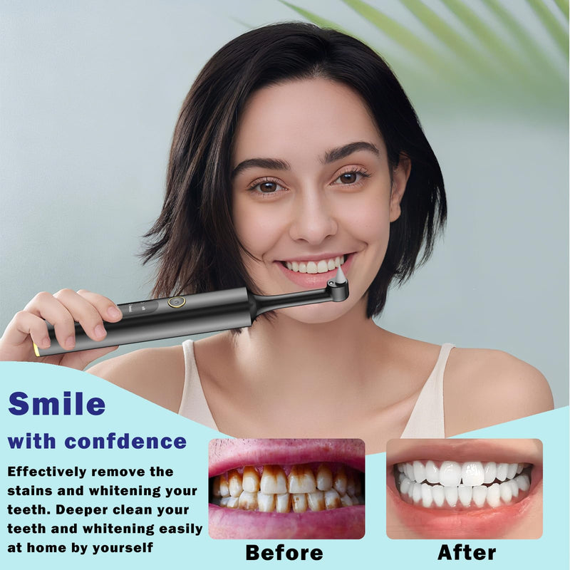 [Australia] - Rechargeable Tooth Polisher with 5 Brush Heads 9 Polish Pastes 4 Speed Modes IPX6 Teeth Cleaning Kit LED Light Dental Cleaning Kit for Home Use Polishing and Whitening of Tooth 