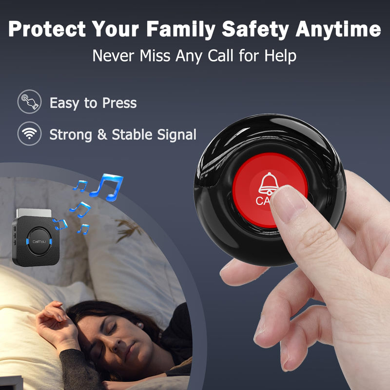 [Australia] - CallToU Caregiver Pager Wireless Call Bell Alert Button for Seniors/Elderly/Patients 1 Plugin Receiver 1 Waterproof Transmitter 1 receiver +1 call button 