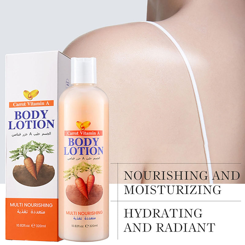 Carrot Moisturizing Body Lotion for Dry Skin, Hydrating & Firming Body Cream with Carrot Vitamin A for Women, Hand and Body Moisturizer Non-Greasy Refreshing Quickly Absorbed 320ml/ 10.82 Oz