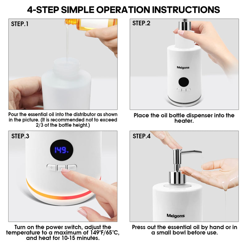 [Australia] - Oil Warmer for Massage, Massage Oil Warmer, Body Oils Heater for Spa, Salon and Barber Shops, with Two Oil Bottle Dispenser, Constant Temperature (White) White 