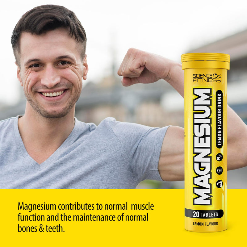 Magnesium Lemon Flavour Effervescent Tablets -120 Tablets for Normal Muscle Functions, Suitable for Vegans and Vegetarians, Magnesium 375 mg per Serving 6