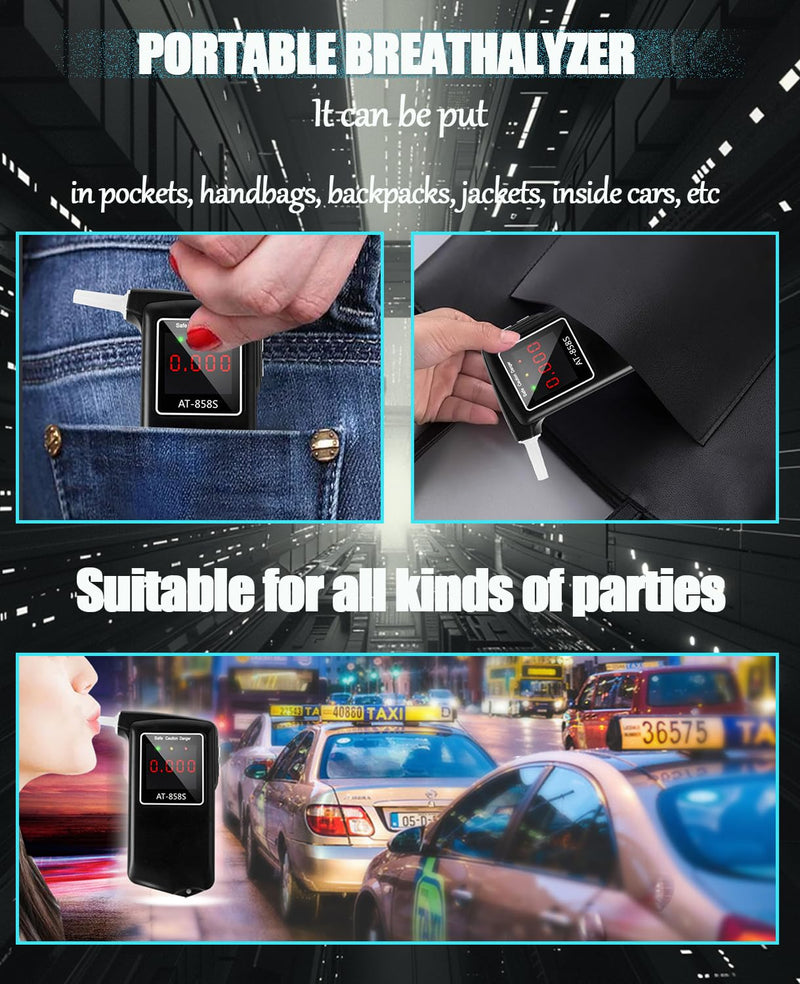 2026 Portable Breathalyzer, Easy-to-Use Alcohol Tester with Backlit Display - Ideal for Home Use, Parties, and Special Events, Professional Alcohol Tester with 10Pcs Mouthpieces