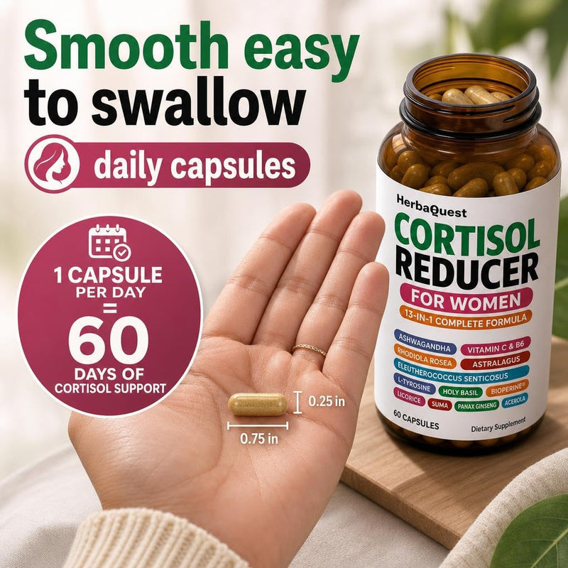 Cortisol Reducer Weight Loss - Stress Supplements for Women | Rhodiola Rosea to Reduce Cortisol, Pills to Lose Weight fast for Women - Made in USA, Non-GMO, 60 Capsules