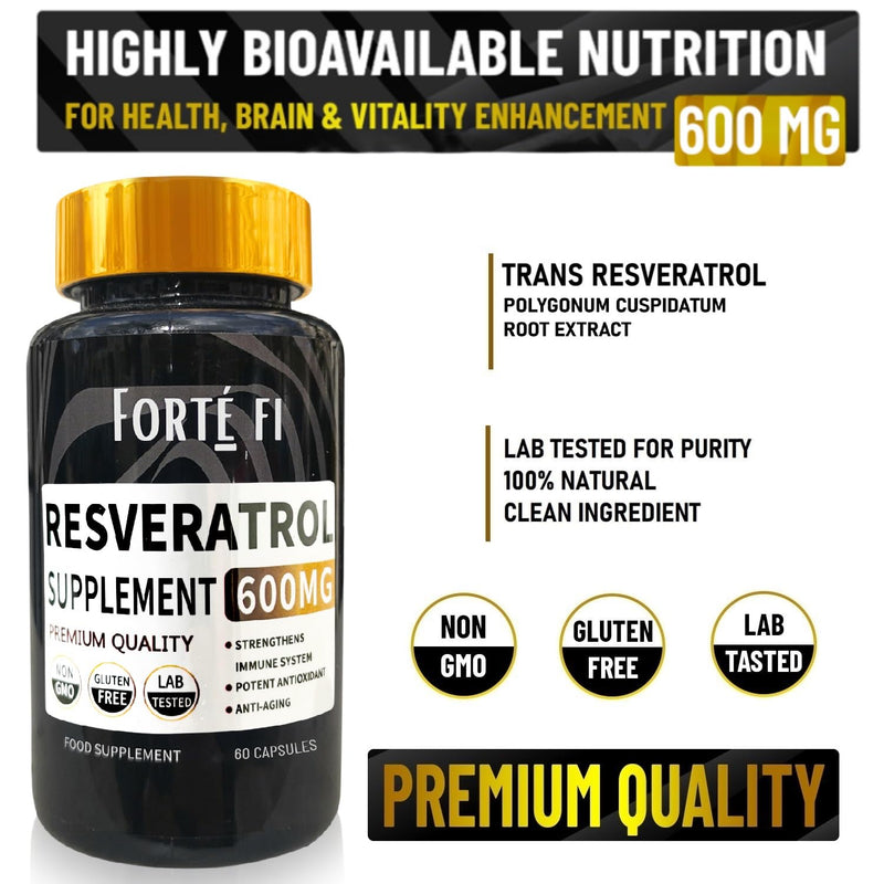 Resveratrol - Longevity Resveratrol Supplements - Resveratrol Antioxidant Supplements - Alternative to NR Supplement - 2 Months Supply - 600mg Serving