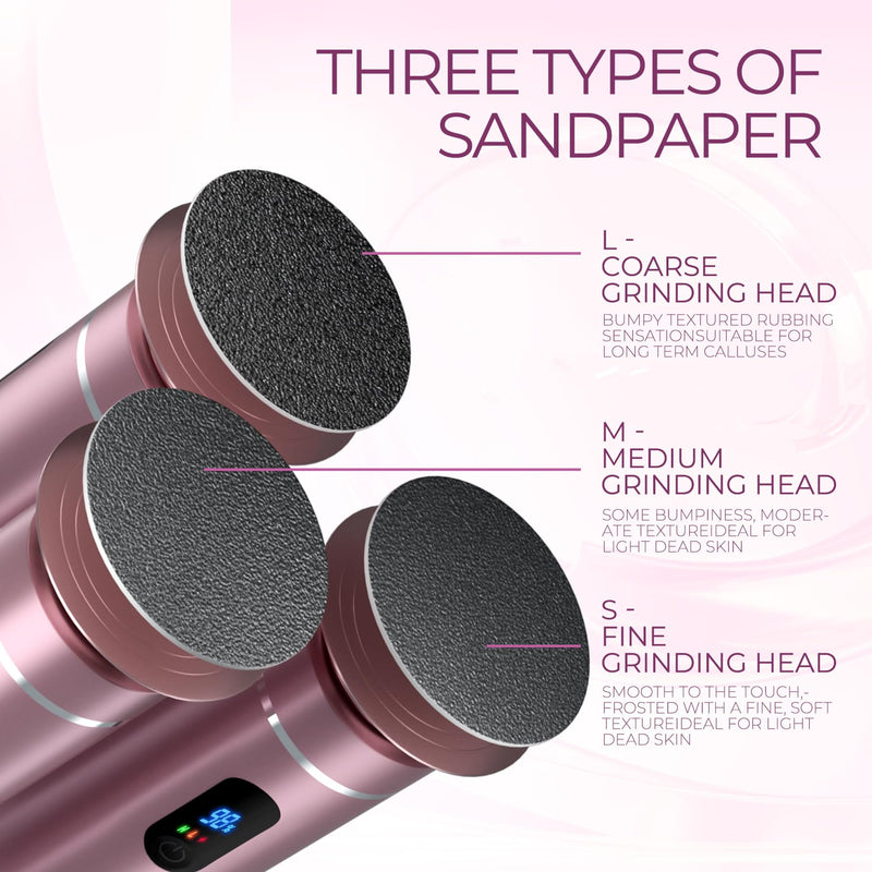 [Australia] - Arofaue Callus Remover Electric Professional Electric Callus Remover Adjustable Speed Rechargeable Pedicure Foot File with 60PCS Replacement Sanding Pads (Pink) Electric Callus Remover Adjustable 