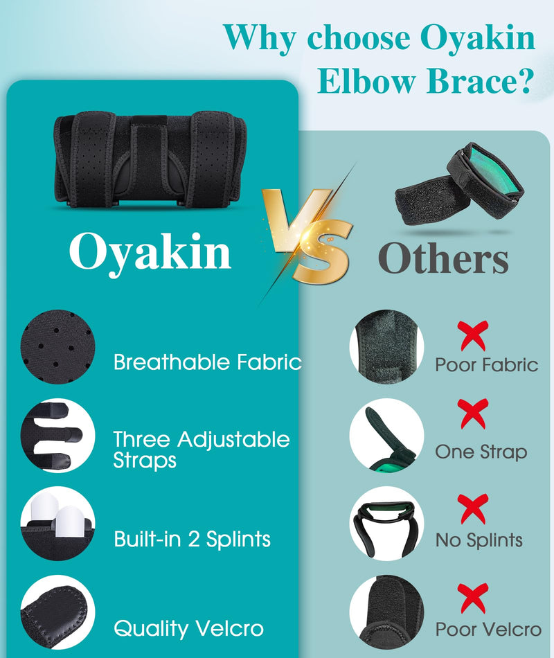 [Australia] - Elbow Brace for Cubital Tunnel, Ulnar Nerve Entrapment brace, Adjustable Elbow Splint for Sleeping, Tendonitis, Tennis Elbow, Comfortable Stabilizer Support for Women and Men Fit Most Black One Size 
