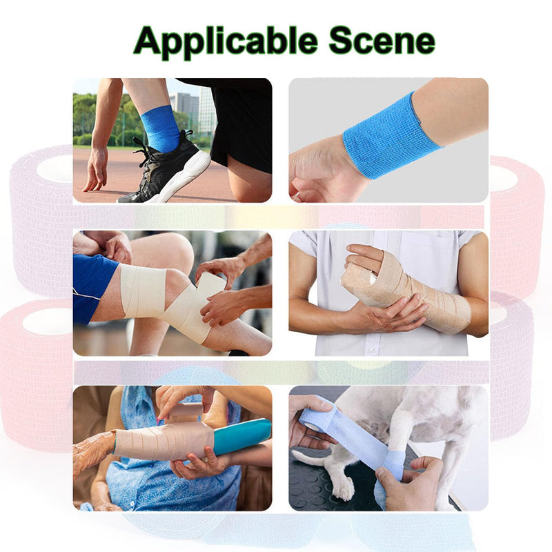 [Australia] - Self-adhesive bandage 12 rolls, 5 cm x 4.5 m plaster roll bandage material, elastic bandage bandage fixing bandage adhesive bandage self-adhesive for sports, wrist vet wrap cat dog horse (black) 12 rolls black 