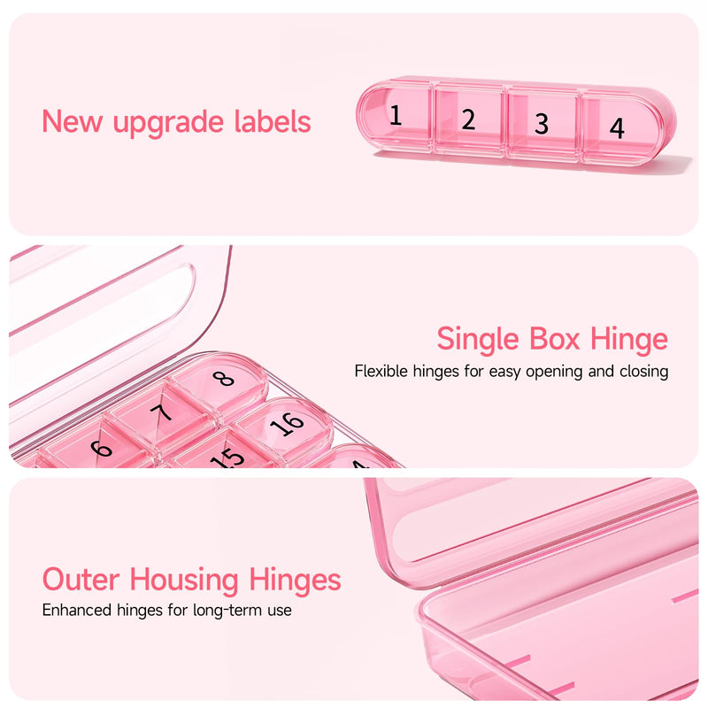 [Australia] - Zoksi Monthly Pill Organizer 1 Time a Day, 30 Day Pill Box Organizer Once a Day, One Month Large Pill Case for Travel, 31 Day Daily Medcine Container for Vitamins, Supplement & Medication (Pink) Pink 