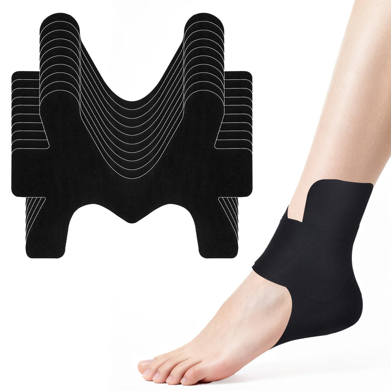 10 Pcs Precut Kinesiology Ankle Tape, Breathable Elastic Athletic Tape, Ankle Pain Relief, Sprain Prevention, Ligament Support - Black