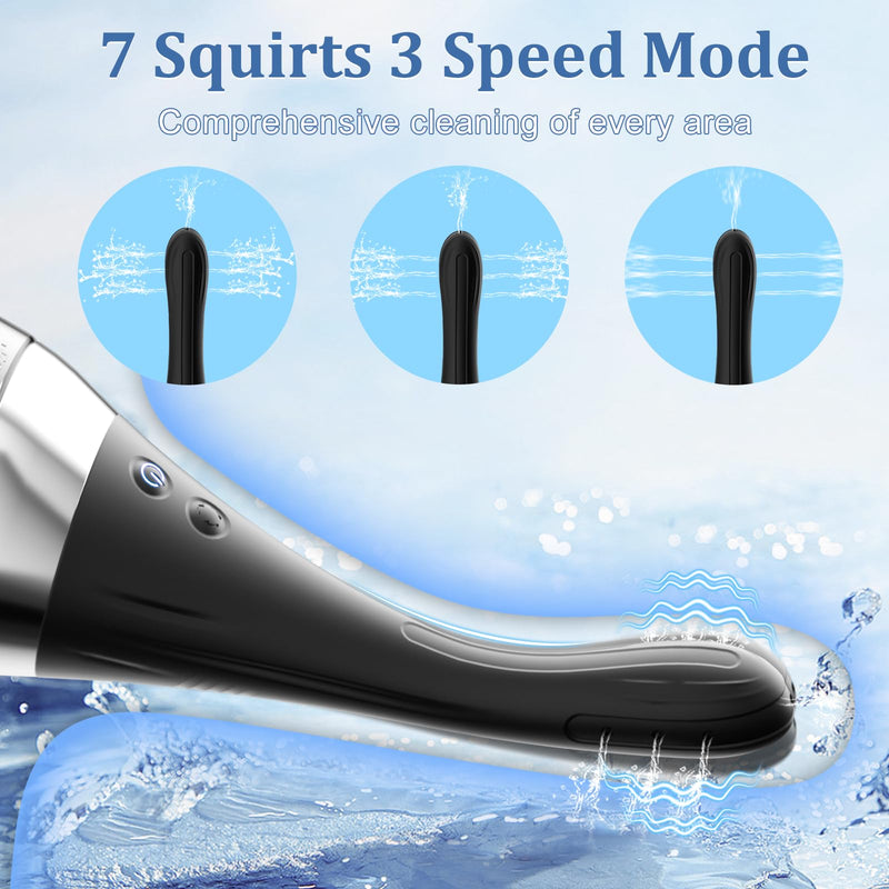[Australia] - Enema Anal Douche for Men Women - Enema Bulb 360° Rotating Automatic Electric Anti Back-Flow Silicone Cleaner with Remote Control 7 Spouts Butt Anal Travel Bottle Enema Kit Couples Adult Toy 