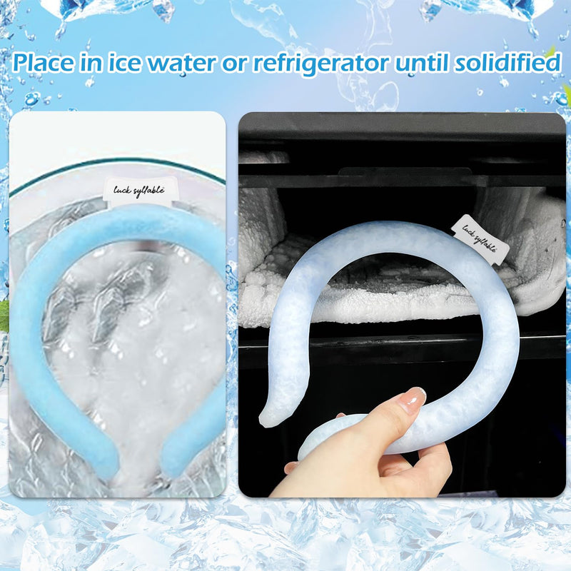 [Australia] - Neck Cooling Tube with Cold Insulated Bag, Reusable Wearable Neck Cooler Ring, Cooling Neck Wraps for Summer Heat Outdoor Indoor (Blue) Blue 