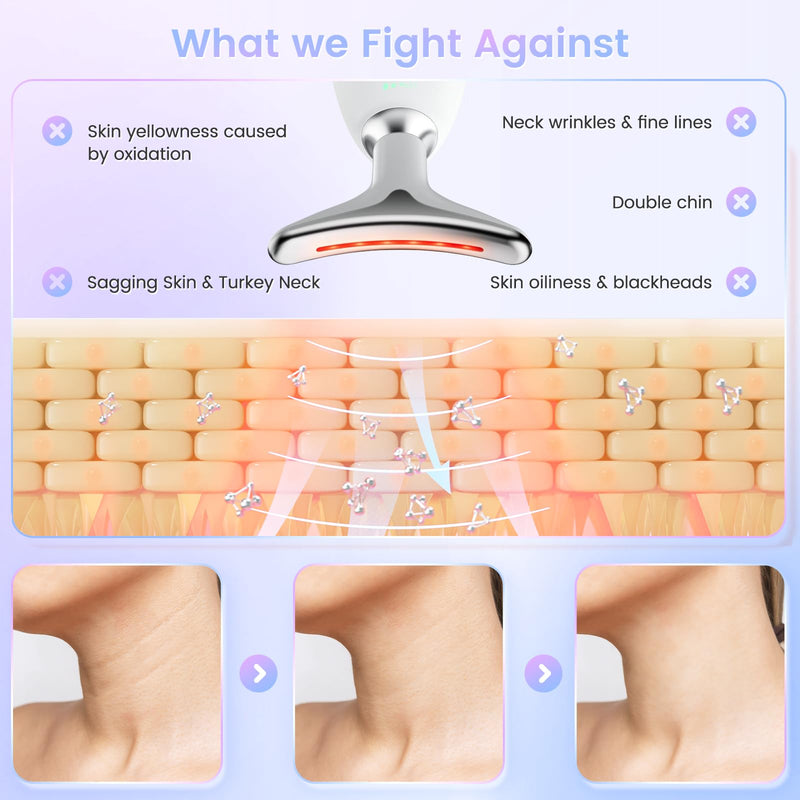 SEELE 2025 Upgrade Neck and Face Massager, 7-Color Light and Thermal Care, Enhances Skin Radiance and Relaxation, Ideal for Home and Travel Use