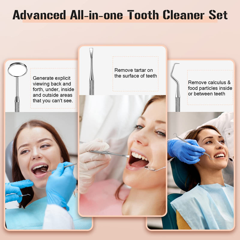 [Australia] - Plaque Remover for Teeth, Electric Tooth Cleaner Tartar Remover for Teeth with LED Light,4 Modes Rechargeable Teeth Cleaning Kit with Dental Tools, 2 Replaceable Heads (White A) 